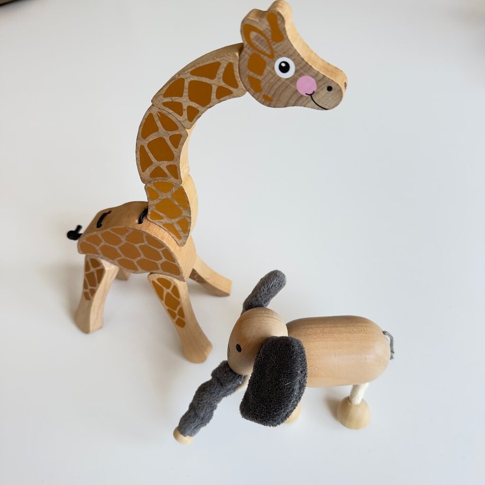 Wood Giraffe and Elephant Baby Toddler Wooden Toys- Melissa and Doug, Anamalz